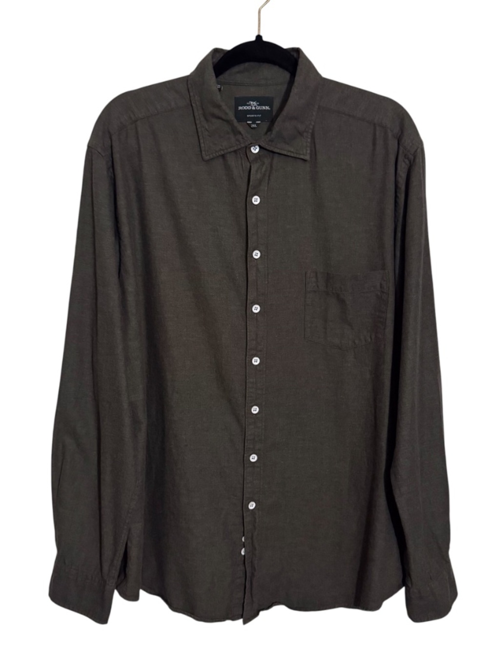 Rodd & Gunn Mens Size 2XL Green Cotton Button Up Shirt Long Sleeve Sports Fit